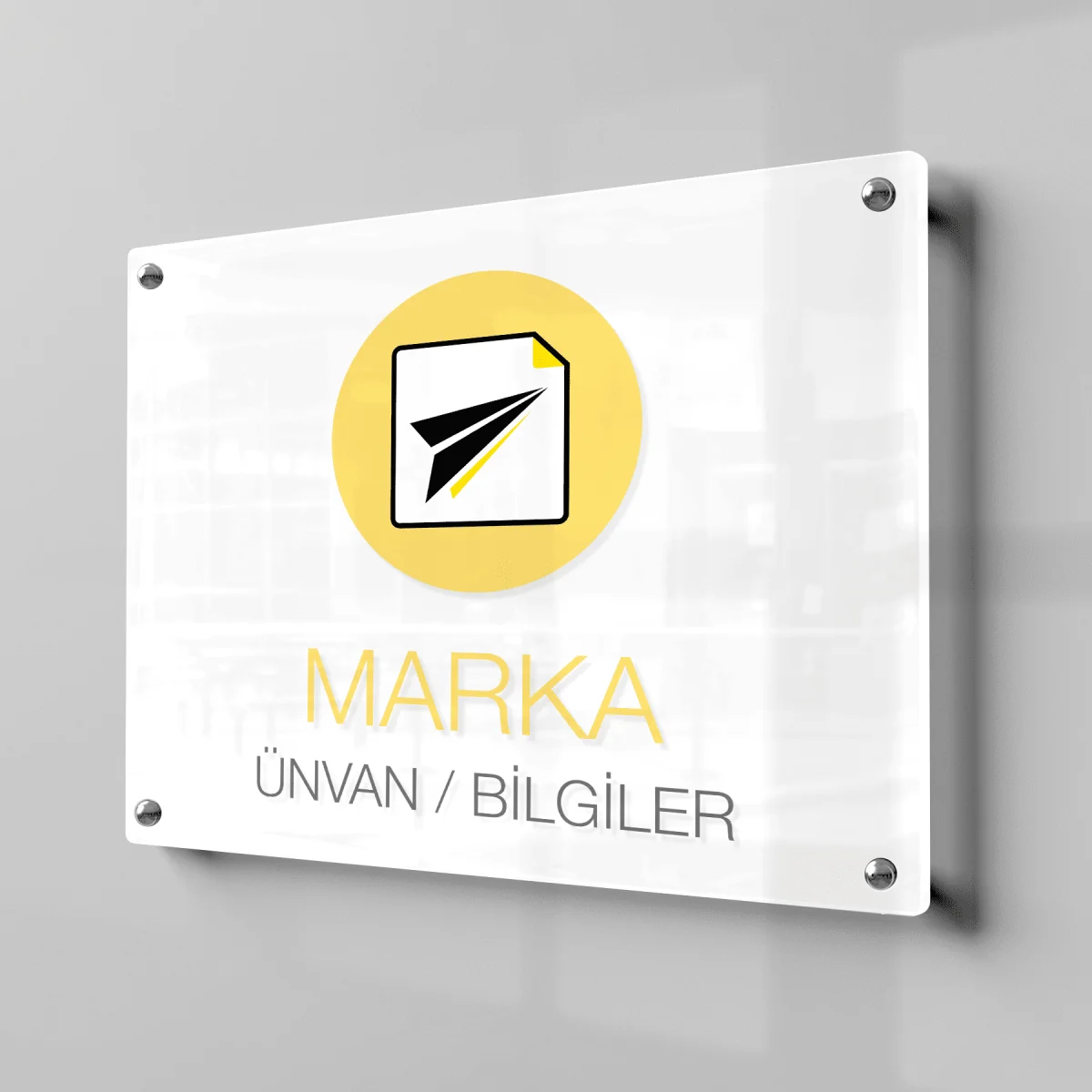 Beyaz Pleksi Kapı Tabelası