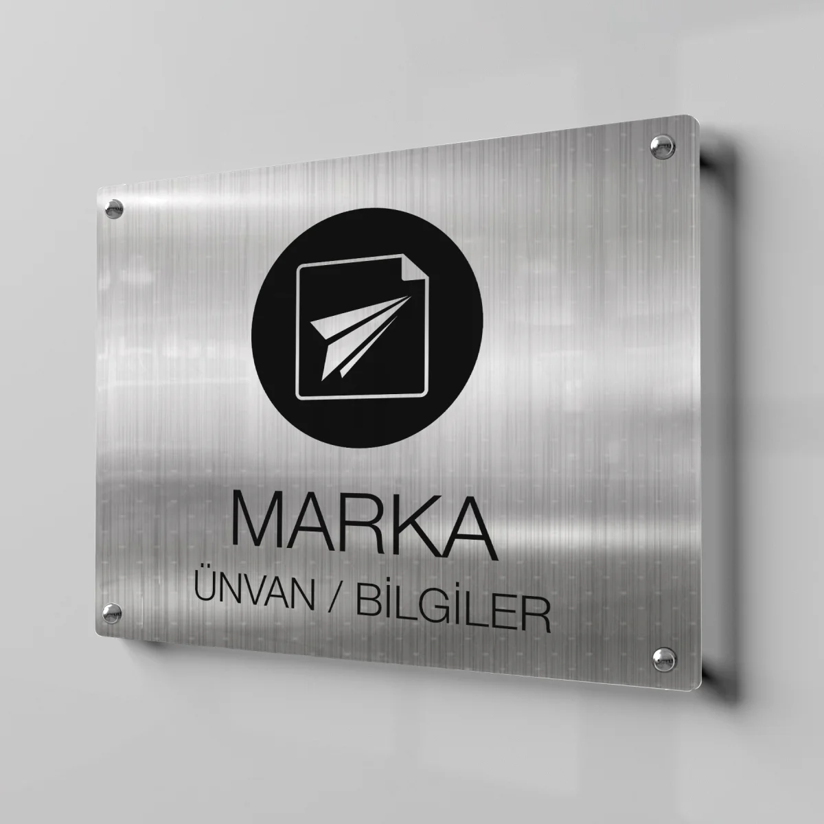 Gümüş Metal Kapı Tabelası