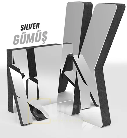 Gümüş Renk Kabartma Yazı